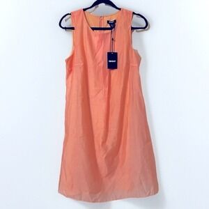DKNY Donna Karan Peach Orange Coquette Chiffon Shift Dress NWT Woman Size 8
